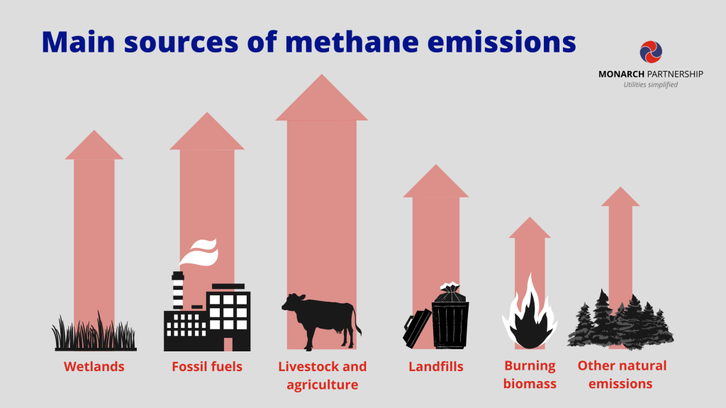 methane emissions sources infographic